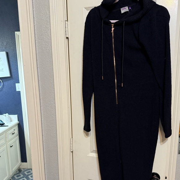 Fabletics Navy Jumpsuit with Gold Accents - Picture 1 of 3